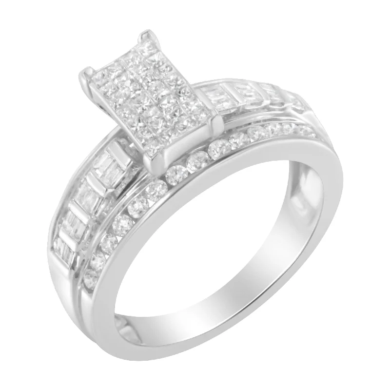 vintage engagement rings -10KT White Gold Diamond Composite Ring