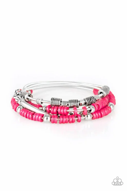 women gemstone bangles -Tribal Spunk Pink Bracelet