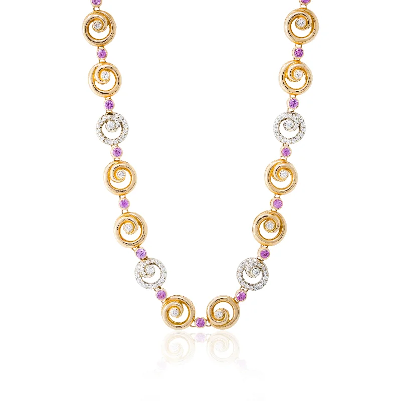 women long chain necklaces -Melodie Necklace with Pink Sapphires & Diamonds