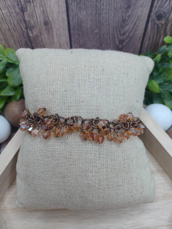 women silver cuff bracelets -Copper Iridescent Beaded Bracelet/Anklet