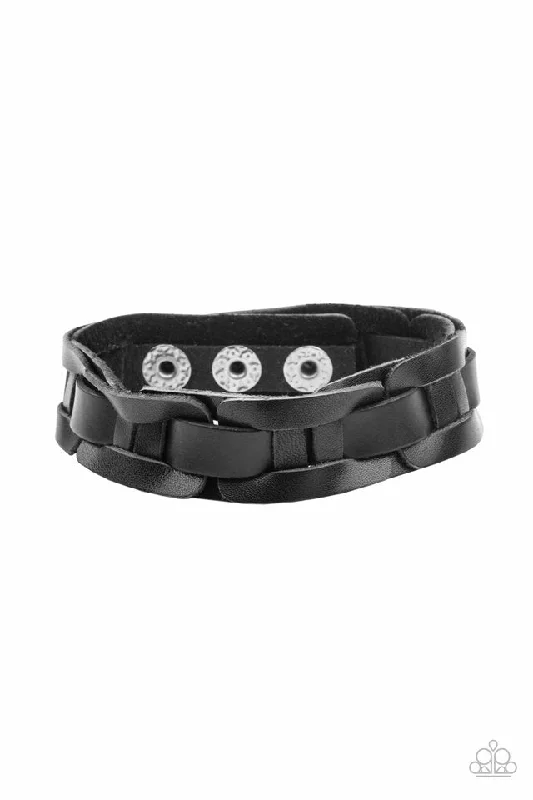 women anniversary bracelets -Garage Band Grunge Black Urban Bracelet