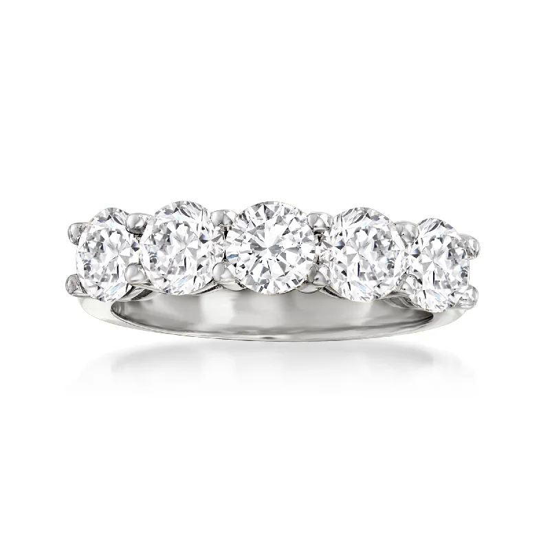 simple engagement rings with diamonds -Ross-Simons Diamond 5-Stone Ring in 14kt White Gold