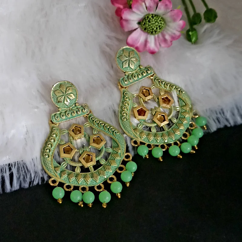 women floral dangle earrings -Amina Creation Gold Plated Meenakari Dangler Earrings Assorted Color