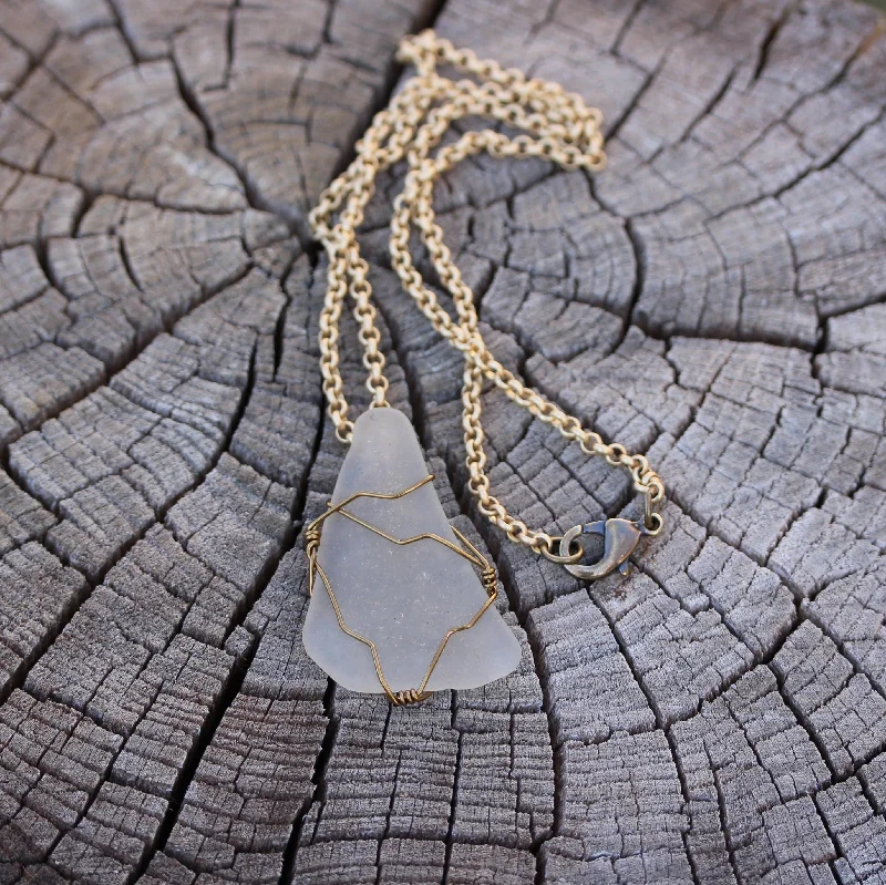 women boho necklaces -Sea glass pendant necklace