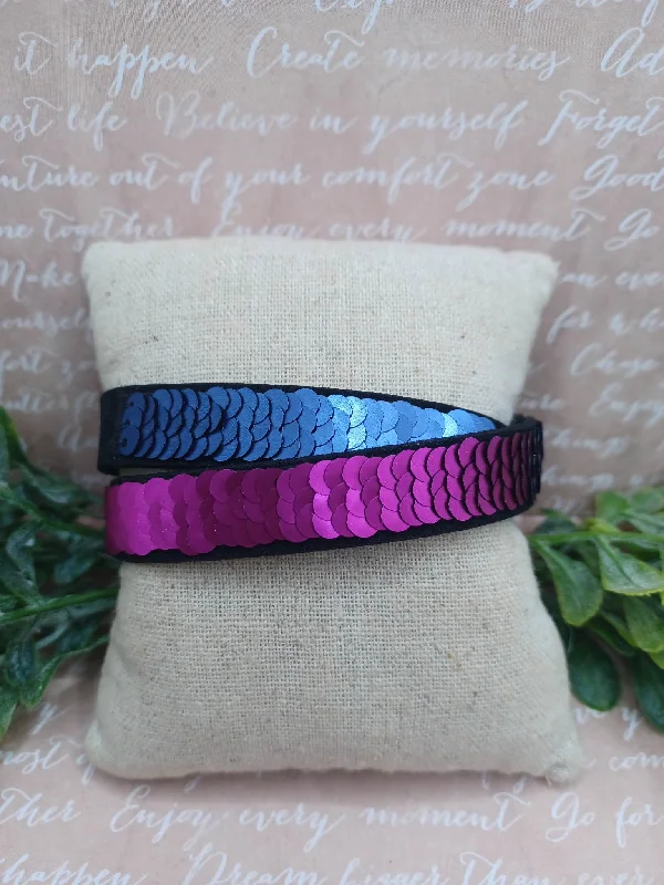 women oval bangles -Blue & Pink Sequin Bracelet