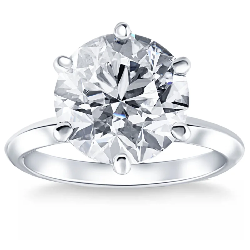 gold engagement rings -Certified 7.08Ct G/VS Solitaire Diamond Engagement Ring 14k White Gold Lab Grown Size: 6.5