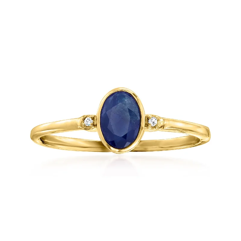 gold engagement rings -RS Pure by Ross-Simons Sapphire and Diamond-Accented Ring in 14kt Yellow Gold