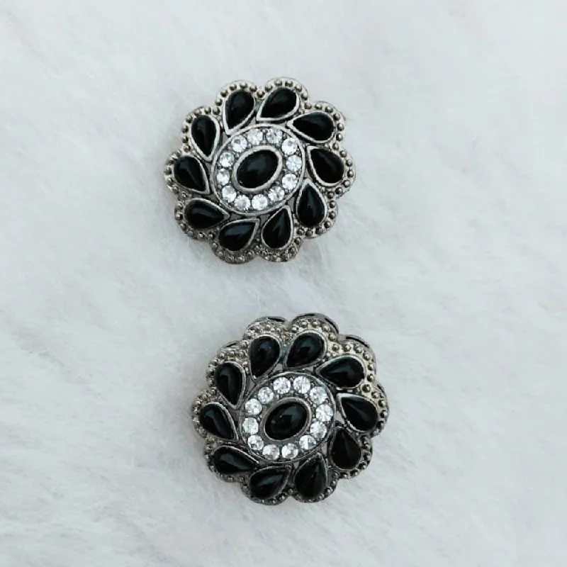 women rainbow-colored earrings -Marudhar Creations Oxidised Plated Pota Stone Stud Earrings