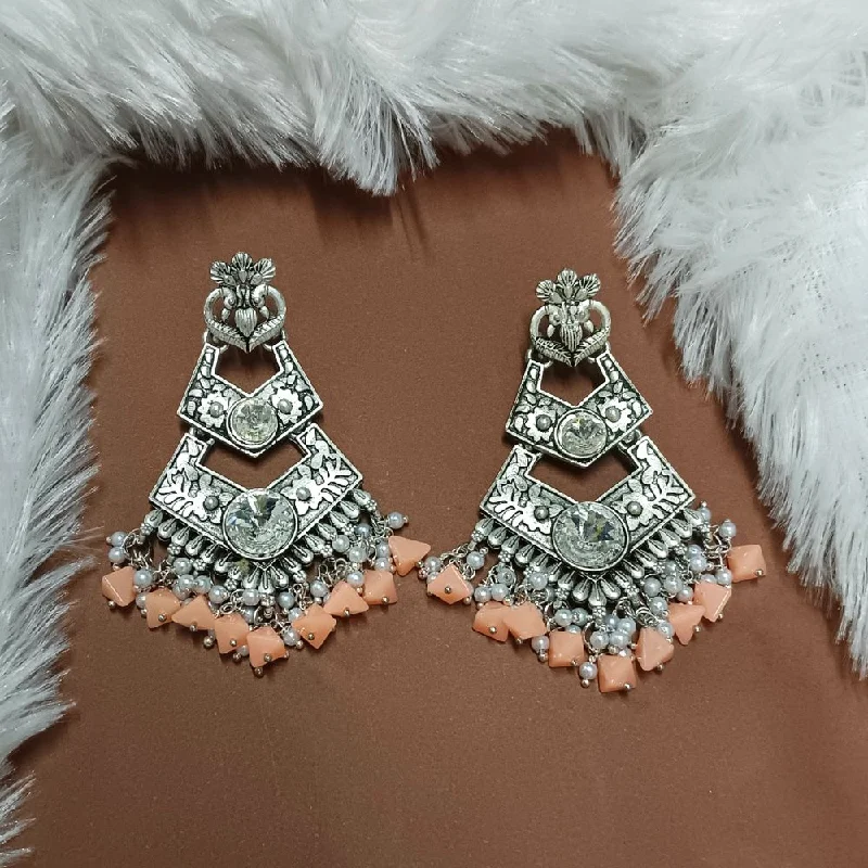 women diamond hoop earrings -Bhavi Crystal Stone Silver Plated Dangler Earrings