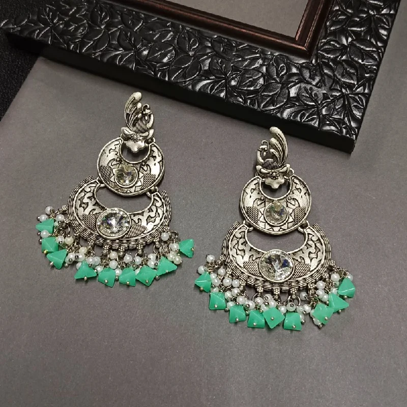 women classy earrings -Bhavi Crystal Stone Silver Plated Dangler Earrings