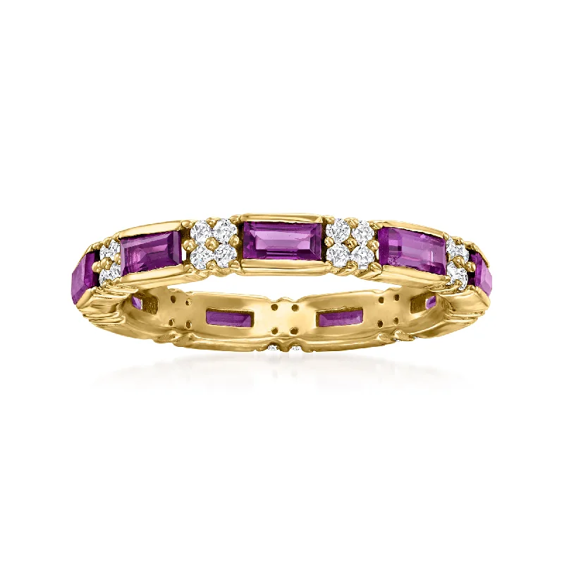 modern halo engagement rings -Ross-Simons Amethyst and . White Zircon Eternity Band in 18kt Gold Over Sterling