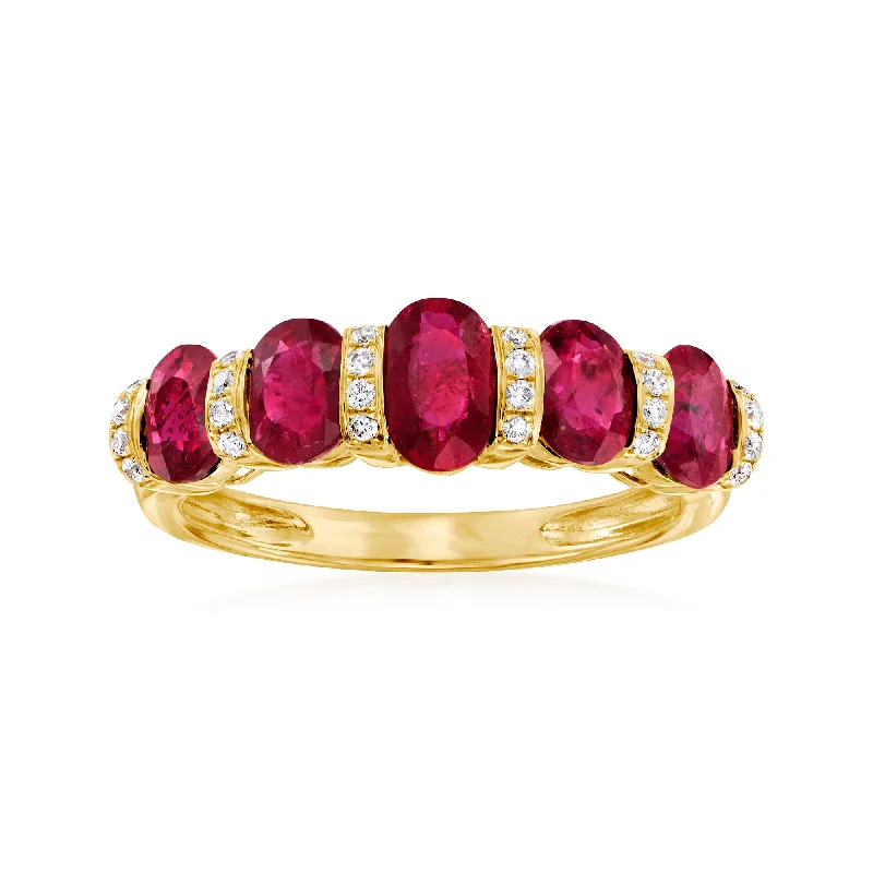 antique diamond engagement rings -Ross-Simons Ruby and .11. ct. t.w. Diamond Ring in 14kt Yellow Gold