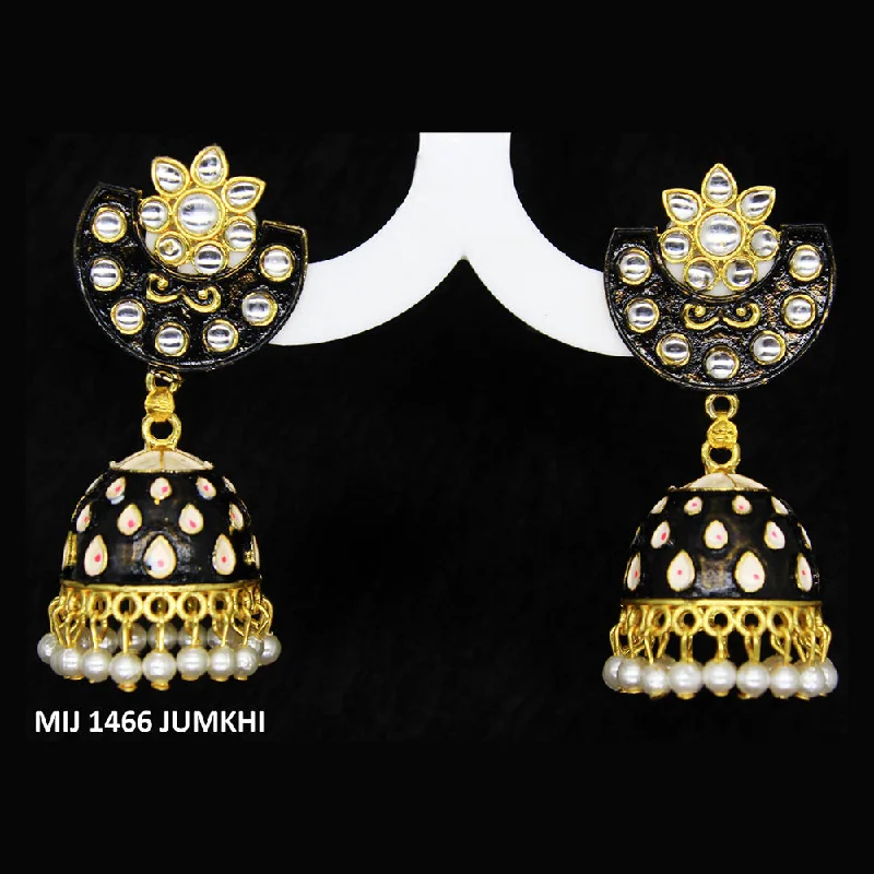 women silver dangle earrings -Mahavir Gold Plated Meenakari And Kundan Designer Jhumki Earrings