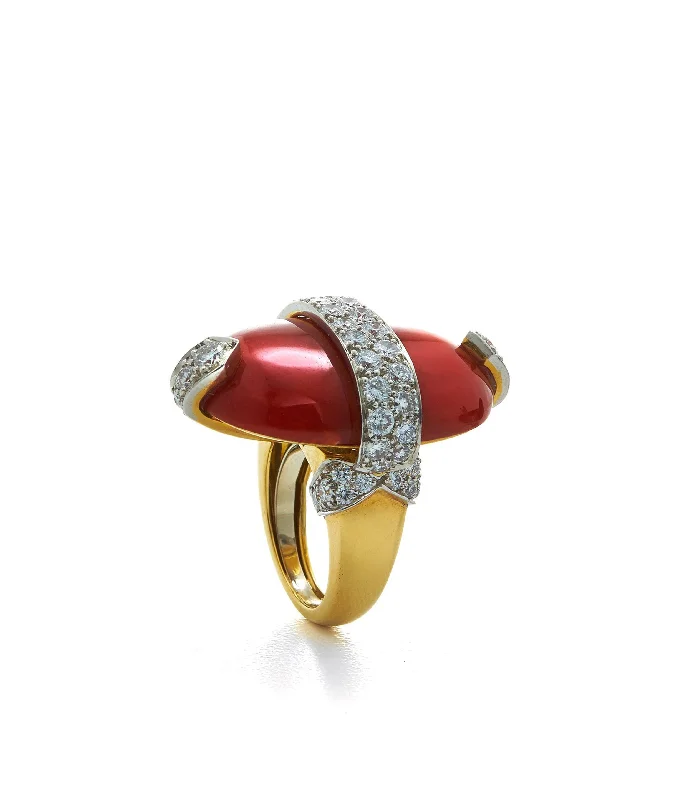 women promise rings -Orbit Ring, Coral