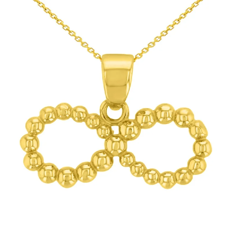 women crystal necklaces -14K Yellow Gold Beaded Style Infinity Pendant Necklace