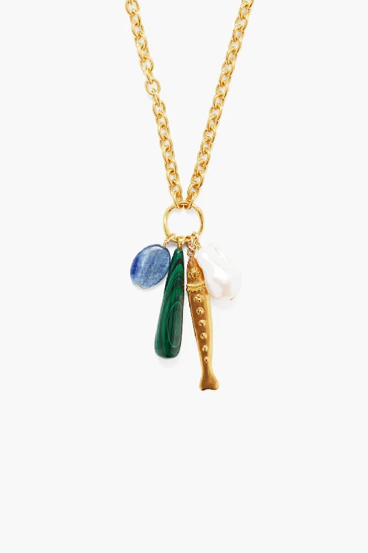 women 18k gold necklaces -Harbor Necklace Malachite Mix