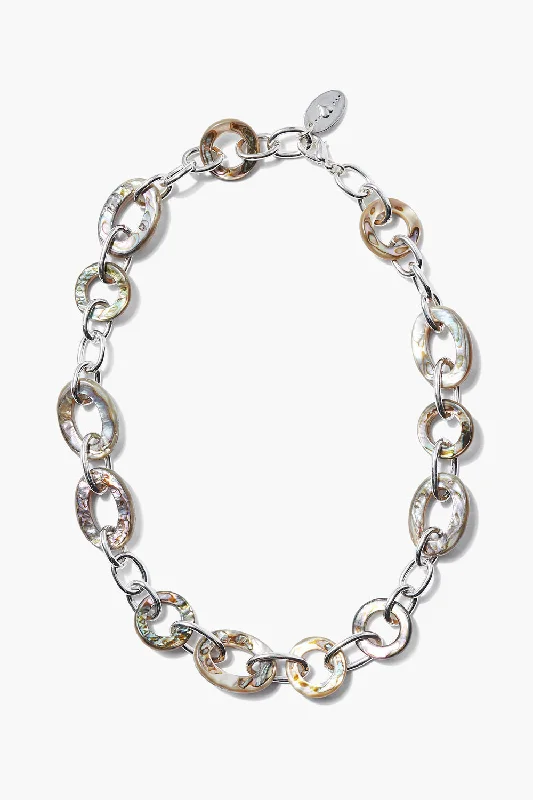 women jade necklaces -Mariner Chain Link Necklace Abalone Silver