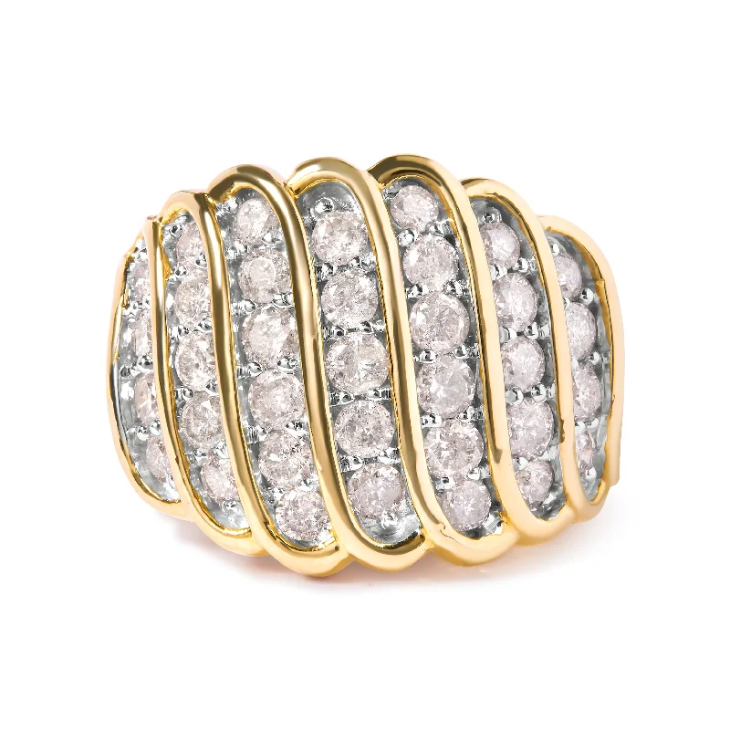 wedding engagement rings -10 Yellow Gold 2.00 Cttw Diamond Multi Row Cocktail Band Ring