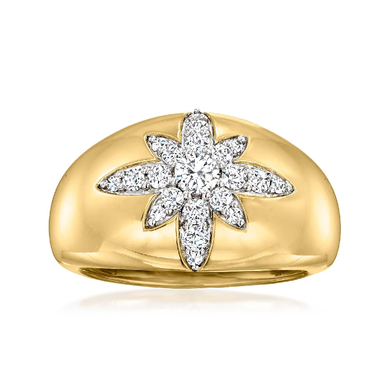 double band engagement rings -Ross-Simons Diamond North Star Ring in 14kt Yellow Gold