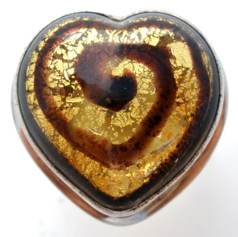 women vintage-style rings -Dichroic Glass Heart Ring Sterling Silver Size 7 Artafacts