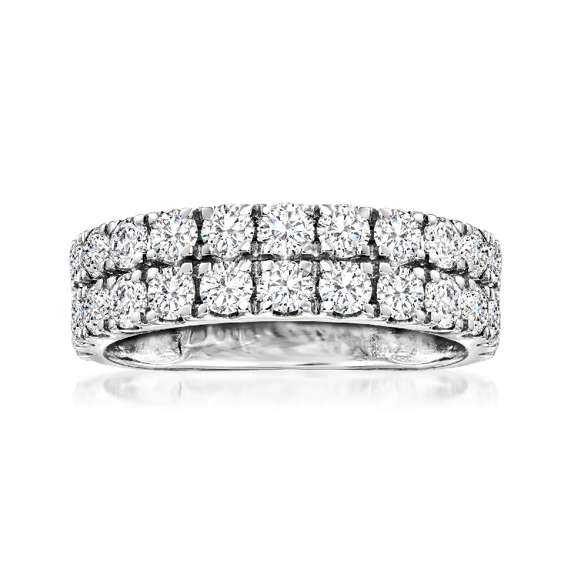 affordable princess cut engagement rings -Ross-Simons Diamond 2-Row Ring in 14kt White Gold