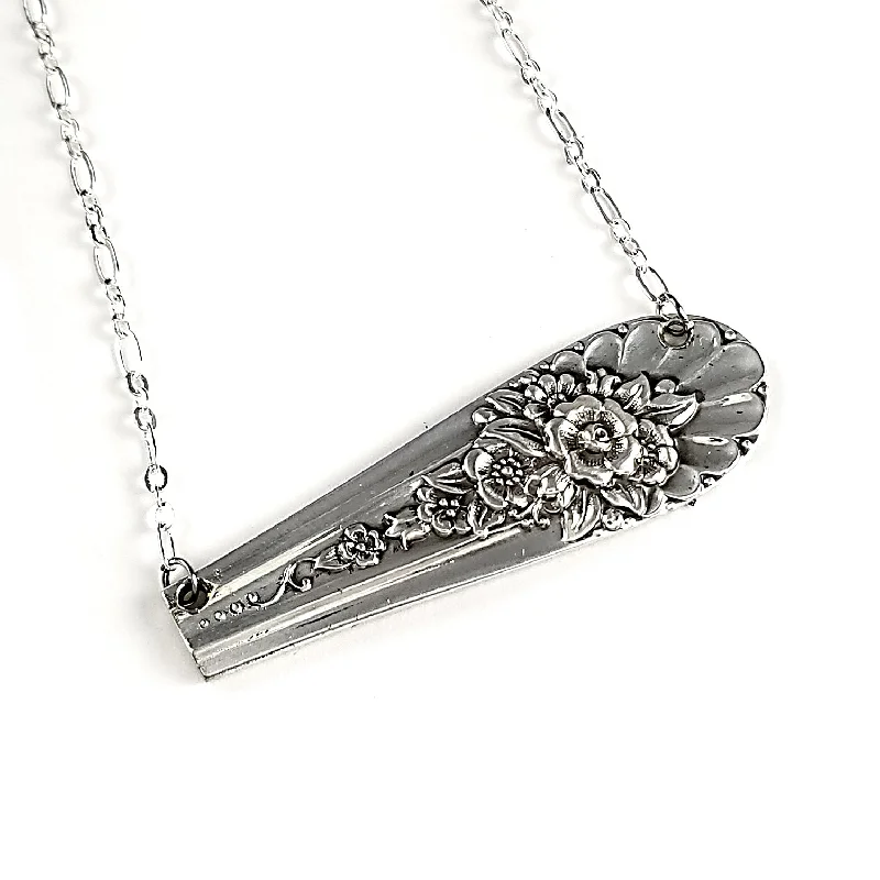 women charm necklaces -Chunky Rogers Jubilee Spoon Bar Necklace