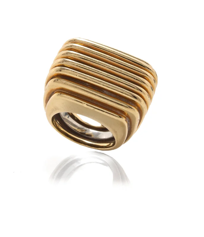 women wide wedding rings -Gold Radiator Ring