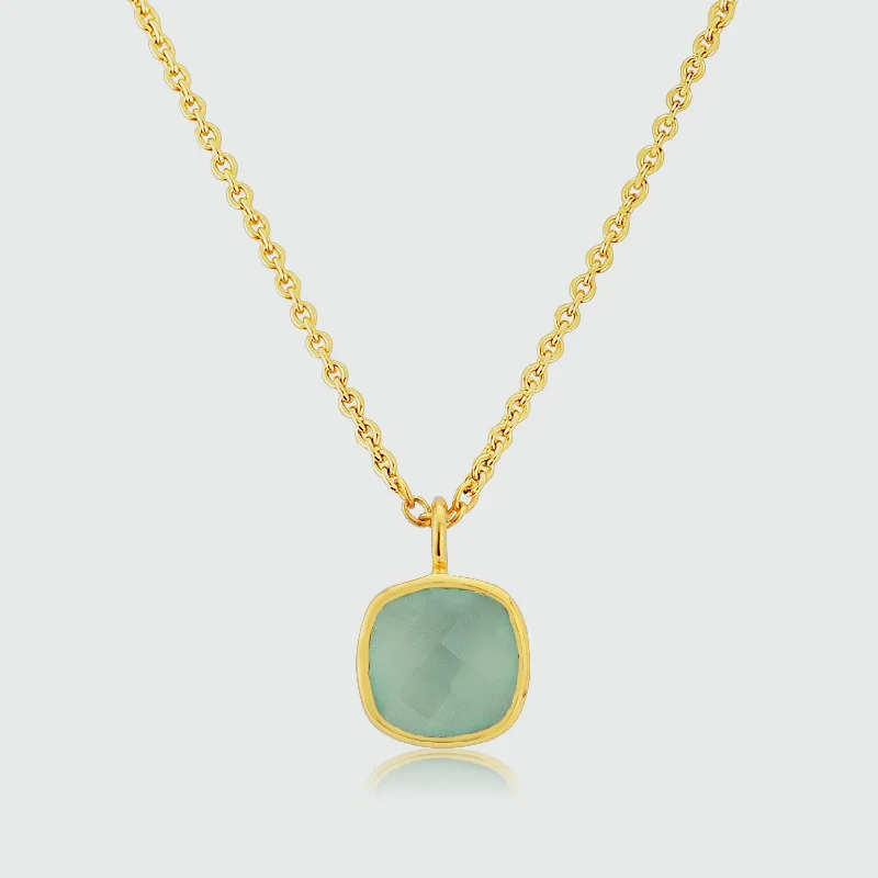 women natural stone necklaces -Brooklyn Aqua Chalcedony & Gold Vermeil Necklace