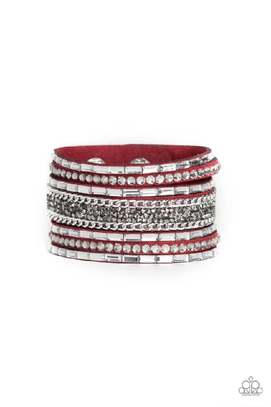 women antique bracelets -Rhinestone Rumble Red Bracelet