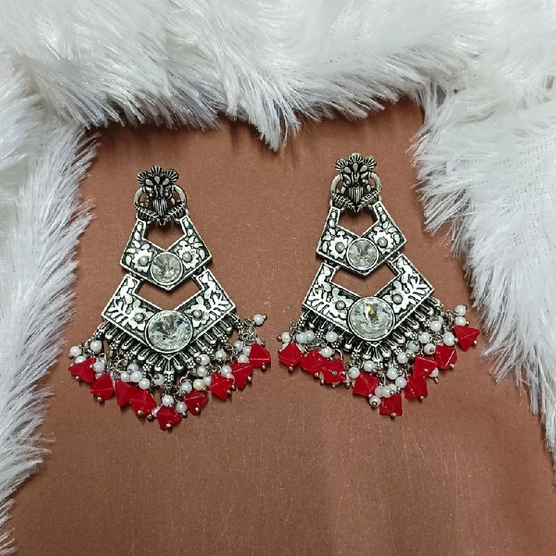 women cocktail earrings -Bhavi Crystal Stone Silver Plated Dangler Earrings