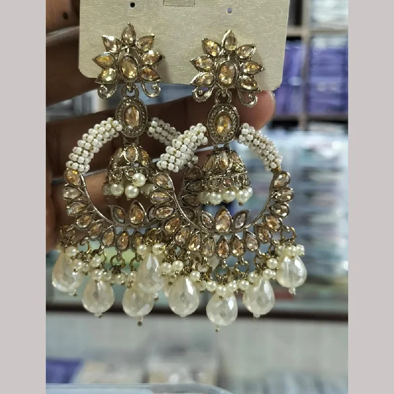 women crystal chandelier earrings -Manisha Jewellery Gold Plated Kundan Stone And Pearls  Dangler Earrings