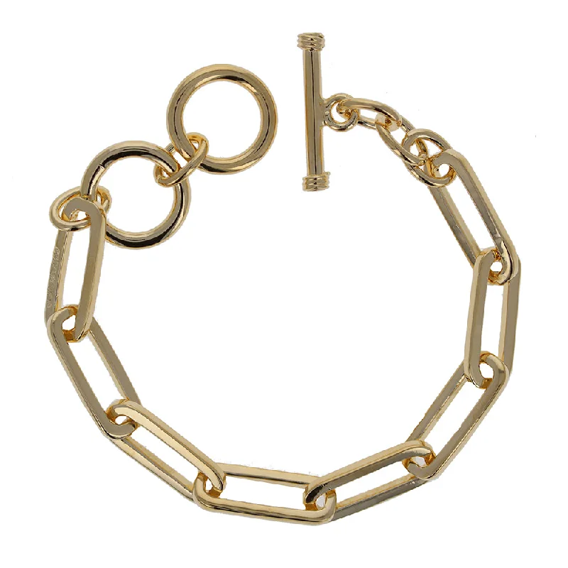 women pearl chain bracelets -Gold XL Paperclip Bracelet