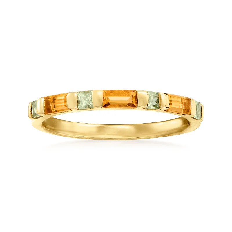 budget engagement rings -Ross-Simons Citrine and . Peridot Ring in 14kt Yellow Gold