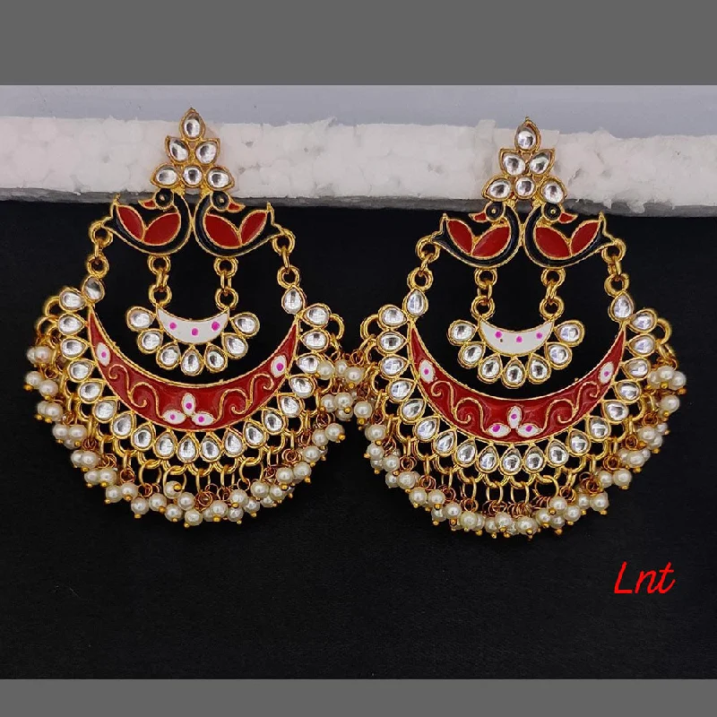 women silver drop earrings -Lucentarts Jewellery Gold Plated Meenakari Dangler Earrings