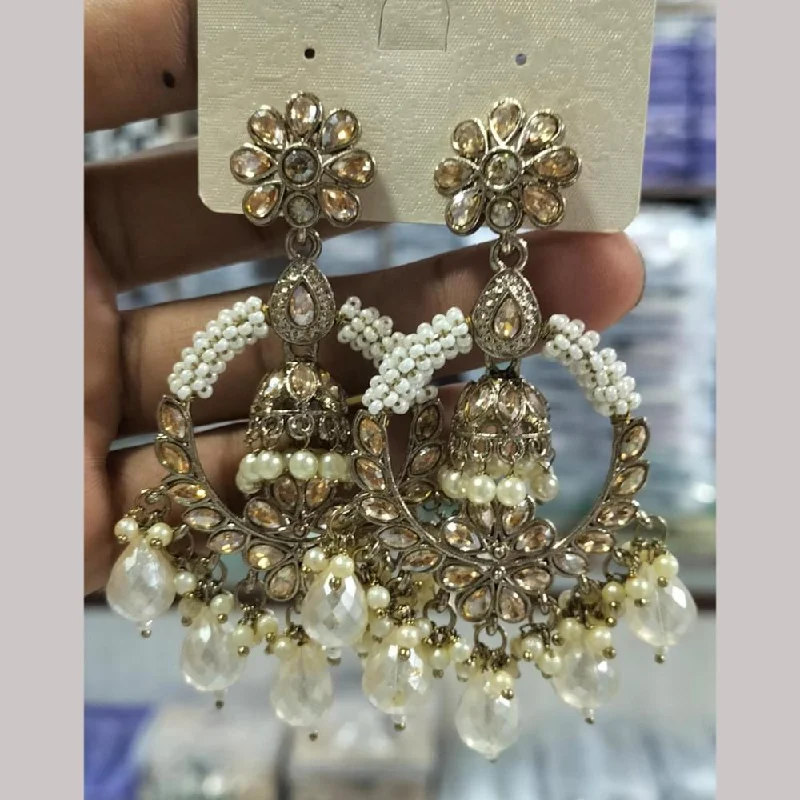 women birthstone earrings -Manisha Jewellery Gold Plated Kundan Stone And Pearls  Dangler Earrings