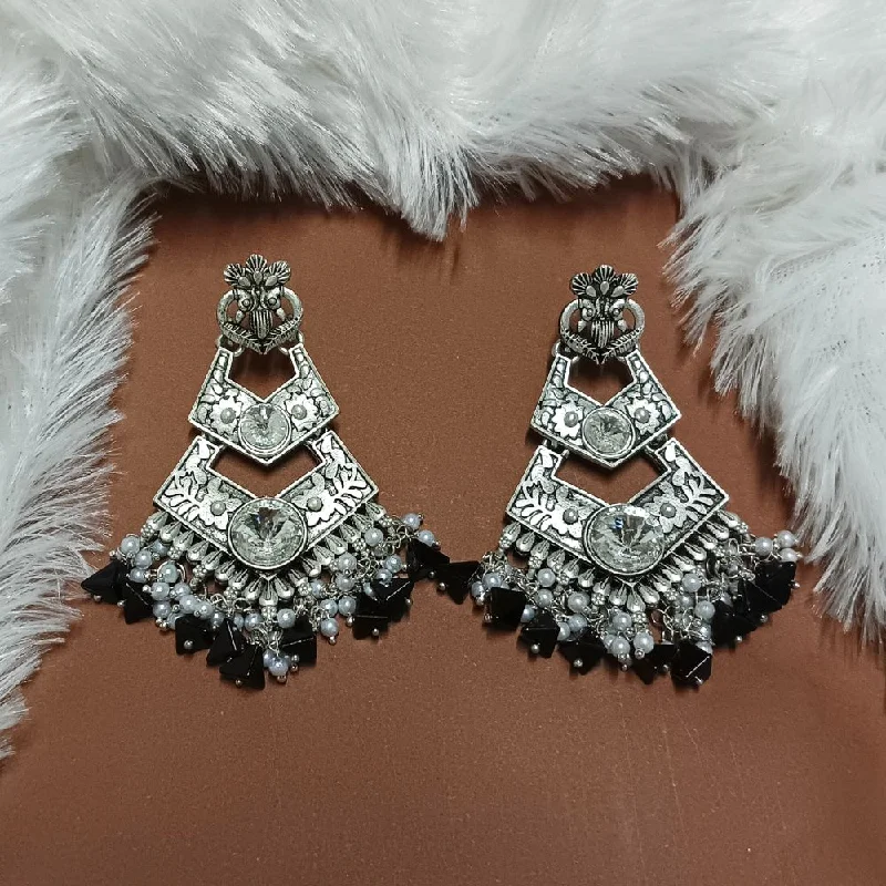 women gemstone drop earrings -Bhavi Crystal Stone Silver Plated Dangler Earrings