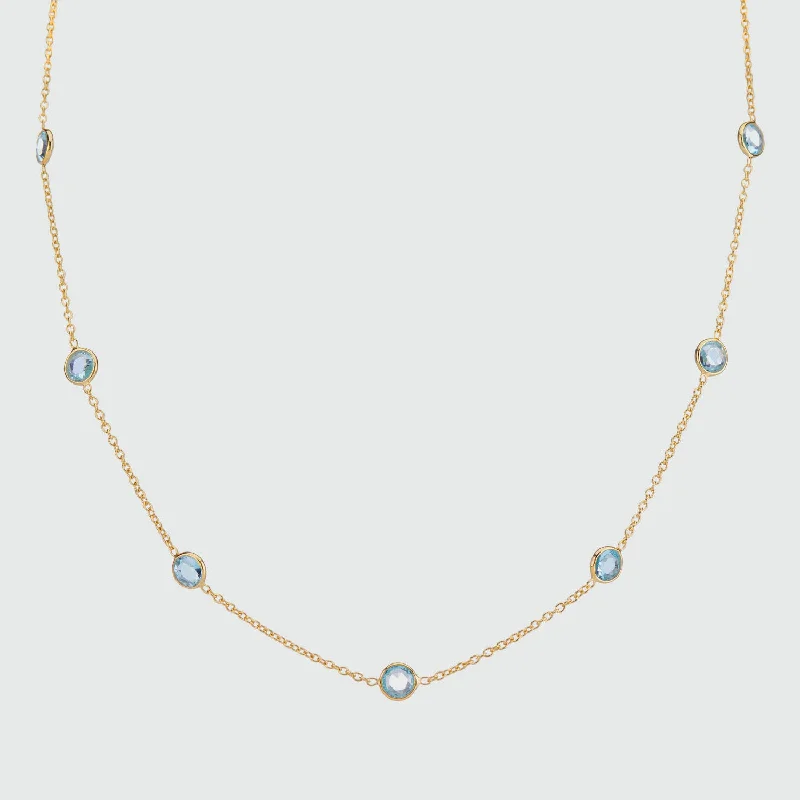 women rope necklaces -Antibes Blue Topaz & Gold Vermeil Necklace