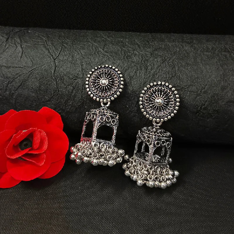 women minimalist earrings -Bhavi Jewels Oxidised Plated Jhumki Earrings