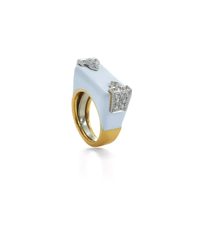 women emerald cut rings -Hero Ring, White Enamel