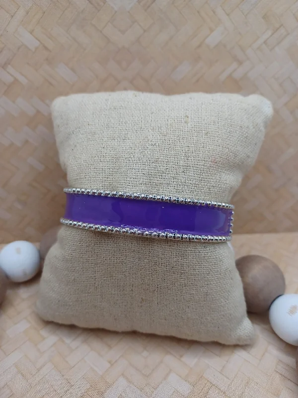 women wedding bangles -Purple Enameled Hinge Style Bracelet