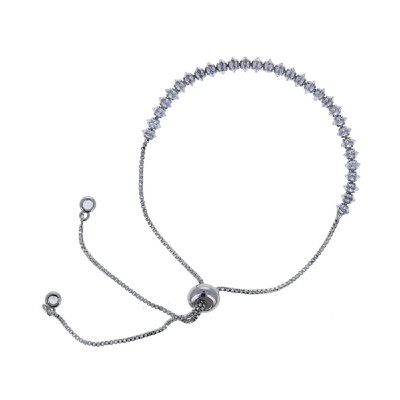 women pearl chain bracelets -Marquis CZ Pull Chain Bracelet