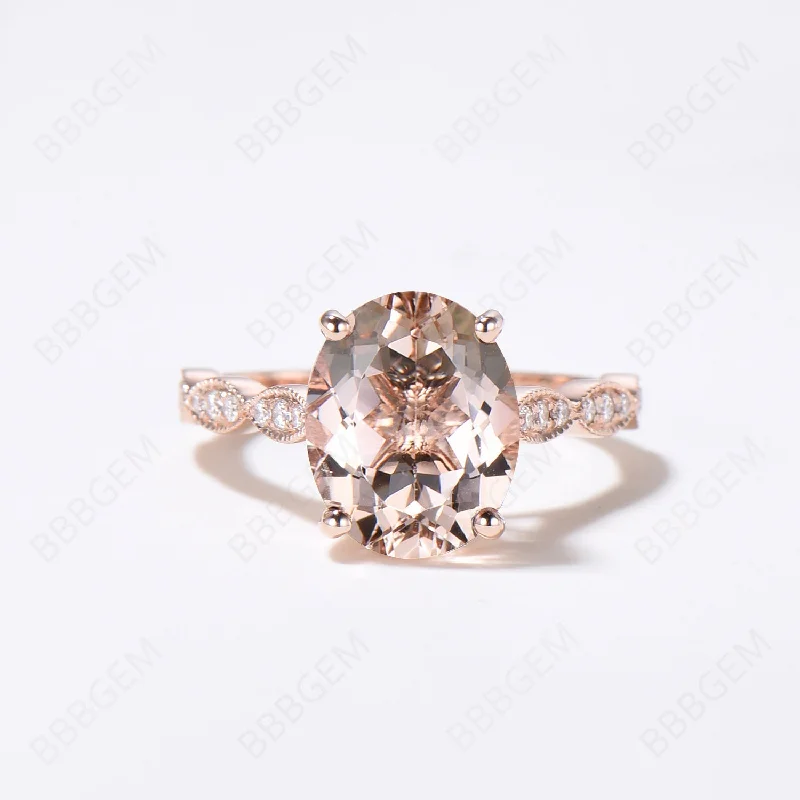 eco-friendly engagement rings -14K Rose Gold Morganite Solitaire Engagement Ring: A Symbol of Eternal Love