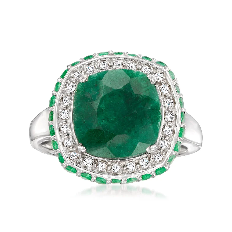 custom designed engagement rings -Ross-Simons Emerald and . White Topaz Ring in Sterling Silver