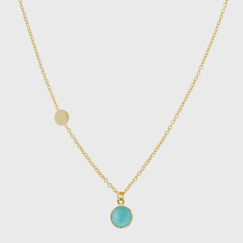 women birthstone pendant necklaces -Salina Gold Vermeil Disc & Amazonite Necklace