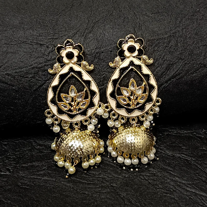 women heart-shaped earrings -Bhavi Jewels Gold Plated Meenakari Jhumki Earrings