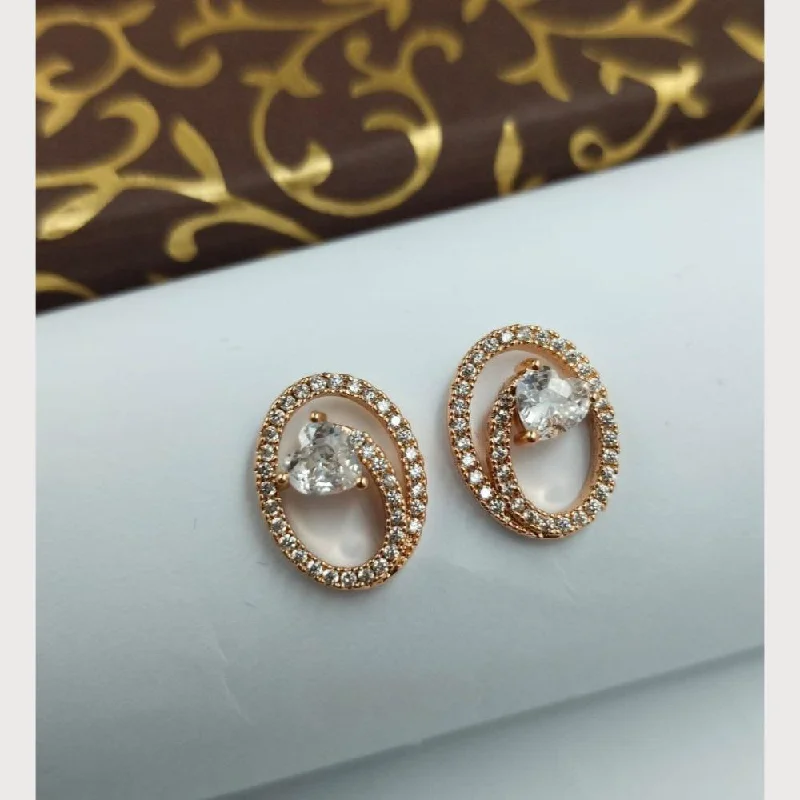 women unique gemstone earrings -Aamrapali Rose Gold Plated Austrian Stone Stud Earrings