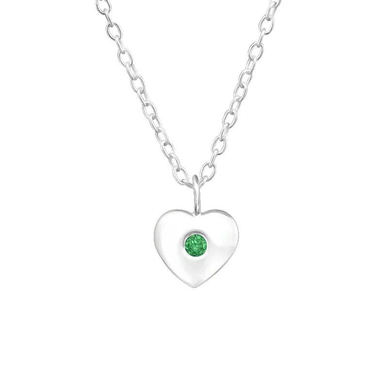 women circular necklaces -Children's Sterling Silver 'May Birthstone' Heart Necklace