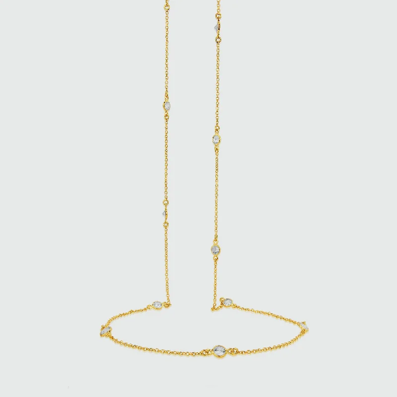 women modern necklaces -Sofia 34" 18ct Yellow Gold Vermeil & Cubic Zirconia Long Necklace