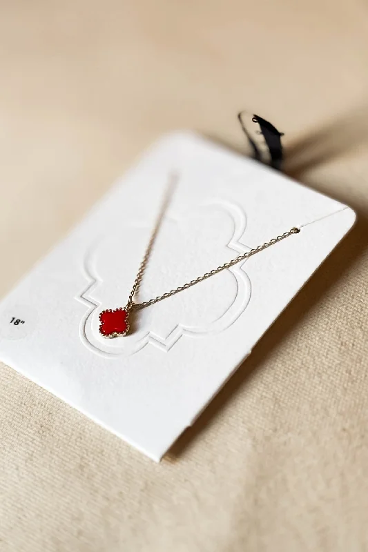 women lucky charm necklaces -Red Mini Sophia Necklace