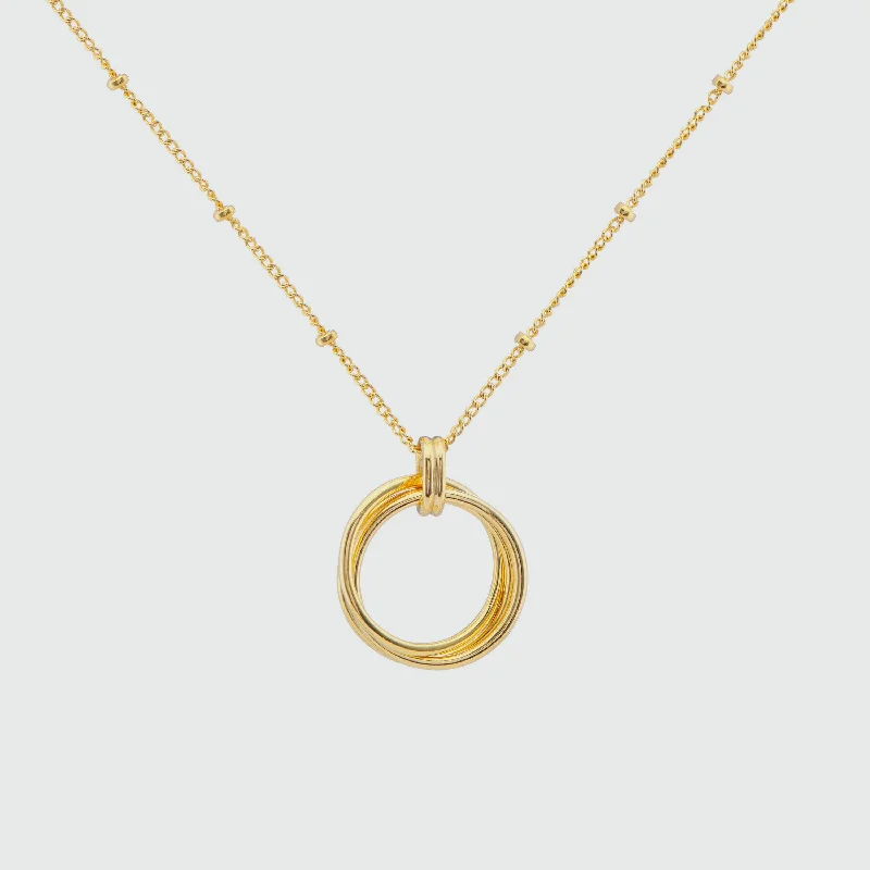 women diamond studded necklaces -Cordoba Yellow Gold Vermeil Triple Ring Necklace